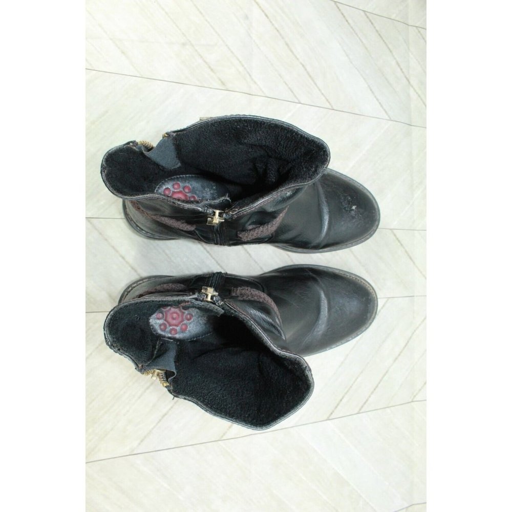 Relife Black Leather Side Zip Pull-on Casual Ankle Booties Size 7 - Picture 6 of 10